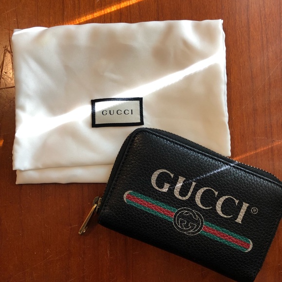 gucci print leather card case